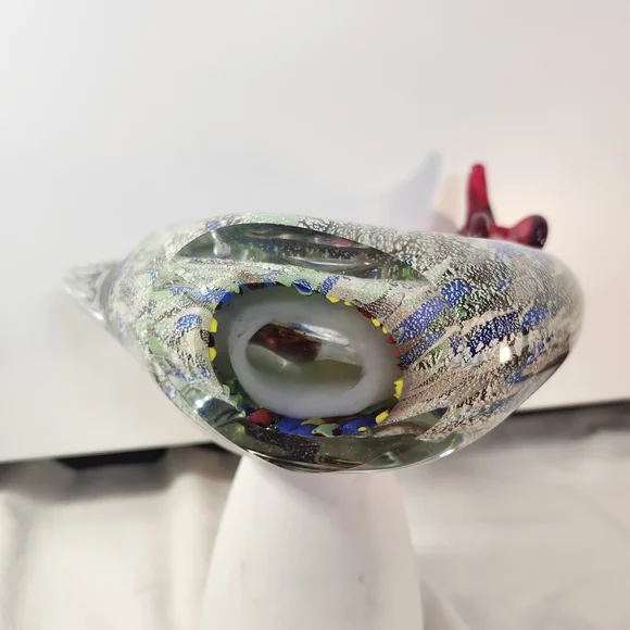 Murano Glass Rooster with Red and Blue Accents - Picture 8 of 8
